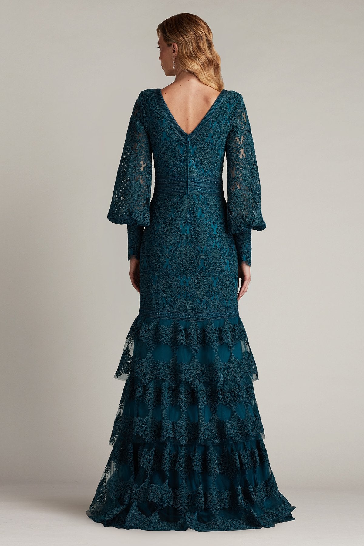 Aponi Tiered Embroidered Gown