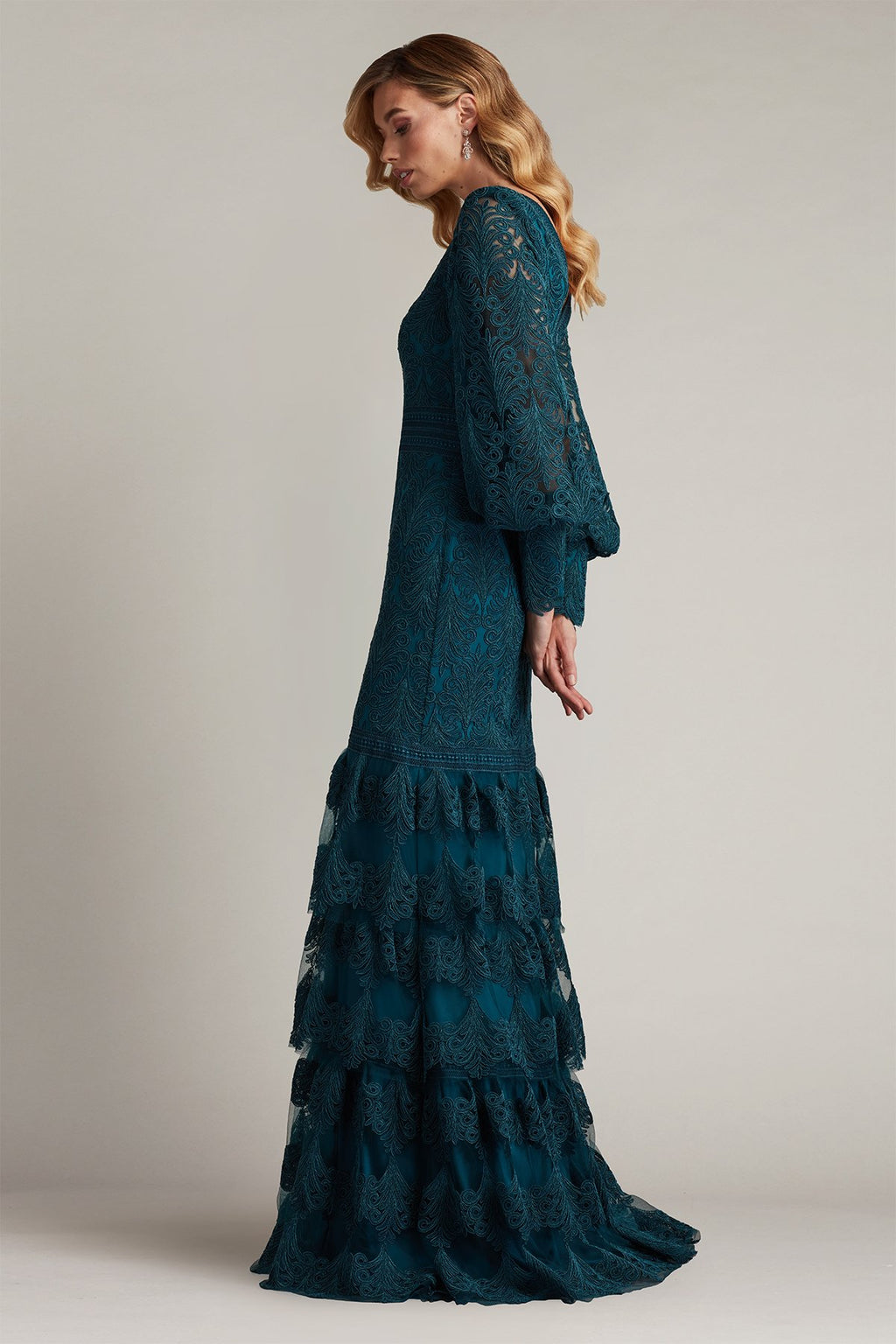 Aponi Tiered Embroidered Gown