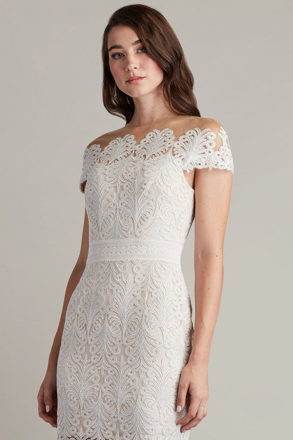 Elin Embroidered Tulle Illusion Dress