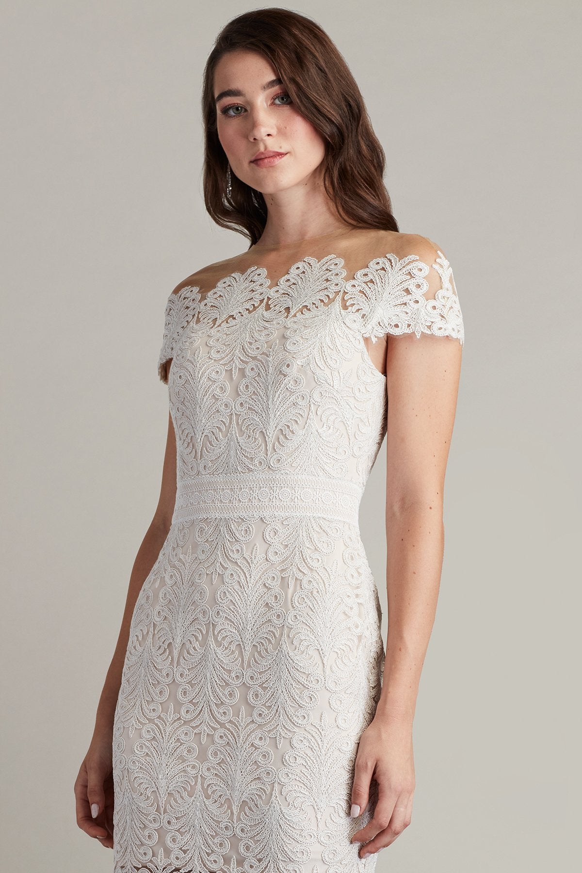 Elin Embroidered Tulle Illusion Dress