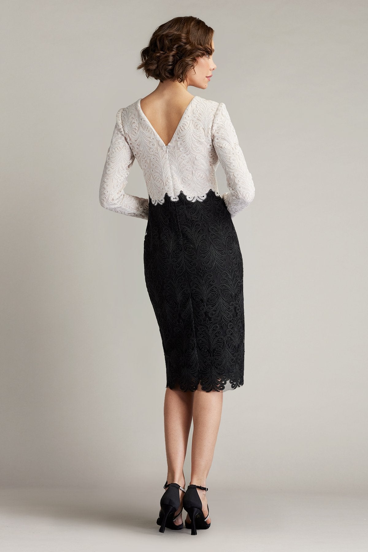 Alford Reverse V-Neck Embroidered Tulle Dress