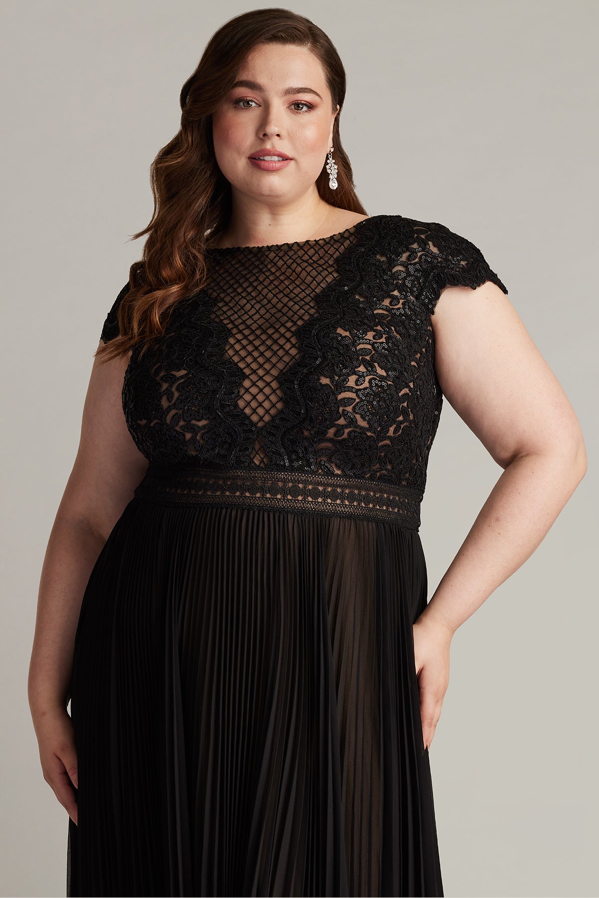 Surette Sequin Embroidered and Pleated Chiffon Gown - PLUS SIZE