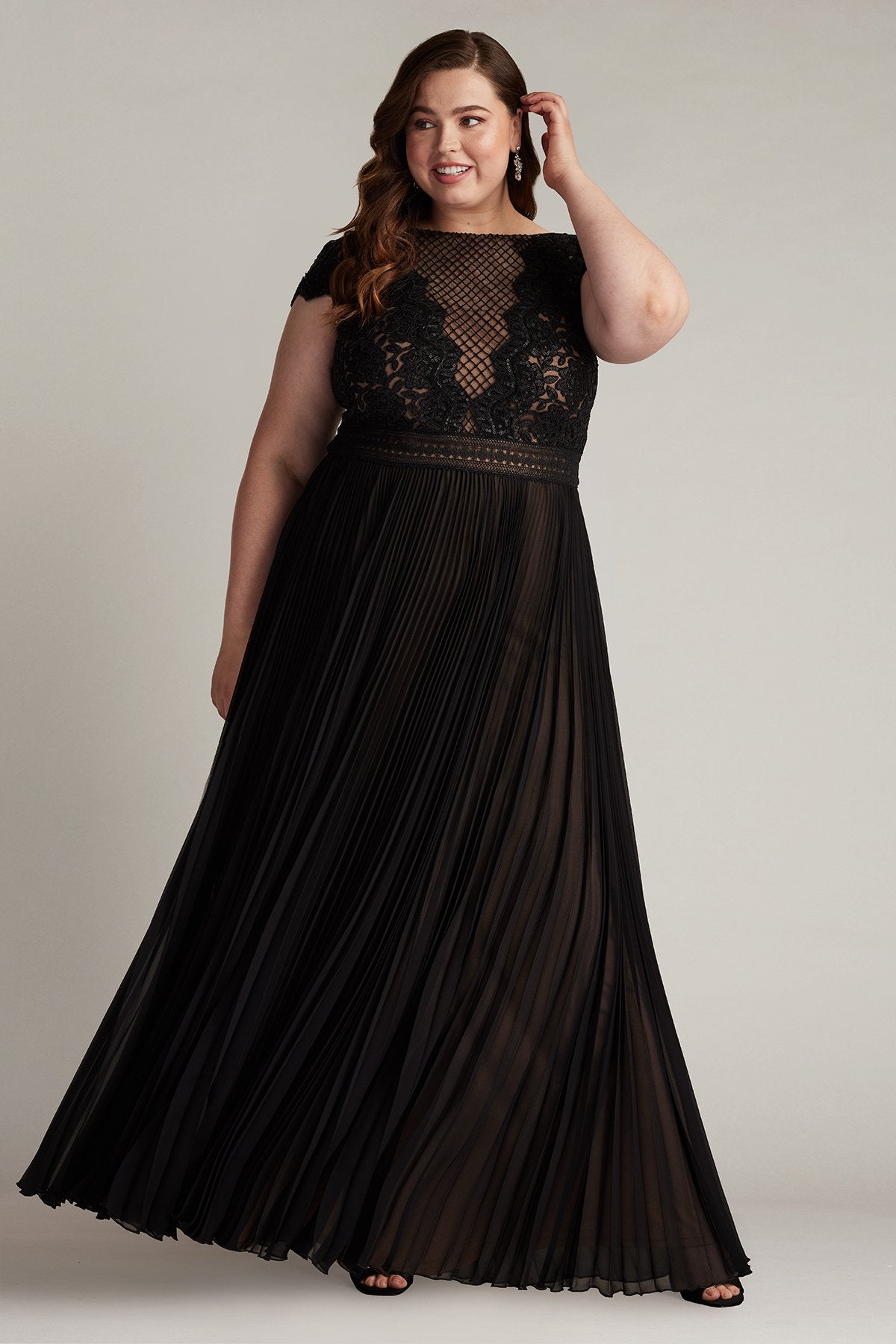 Surette Sequin Embroidered & Pleated Chiffon Gown - PLUS SIZE