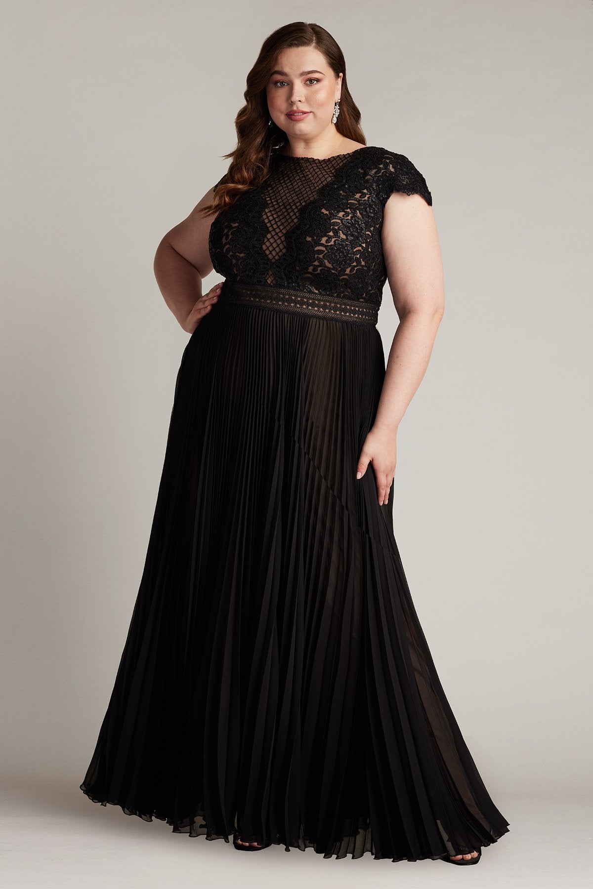 Surette Sequin Embroidered and Pleated Chiffon Gown - PLUS SIZE