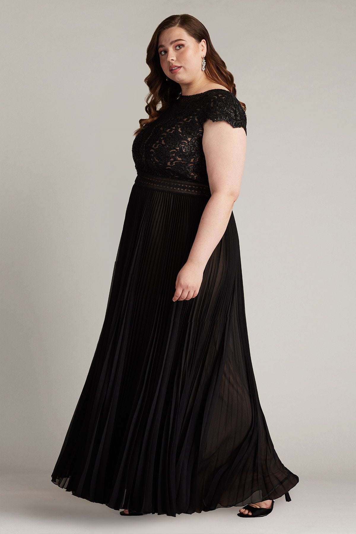 Surette Sequin Embroidered & Pleated Chiffon Gown - PLUS SIZE
