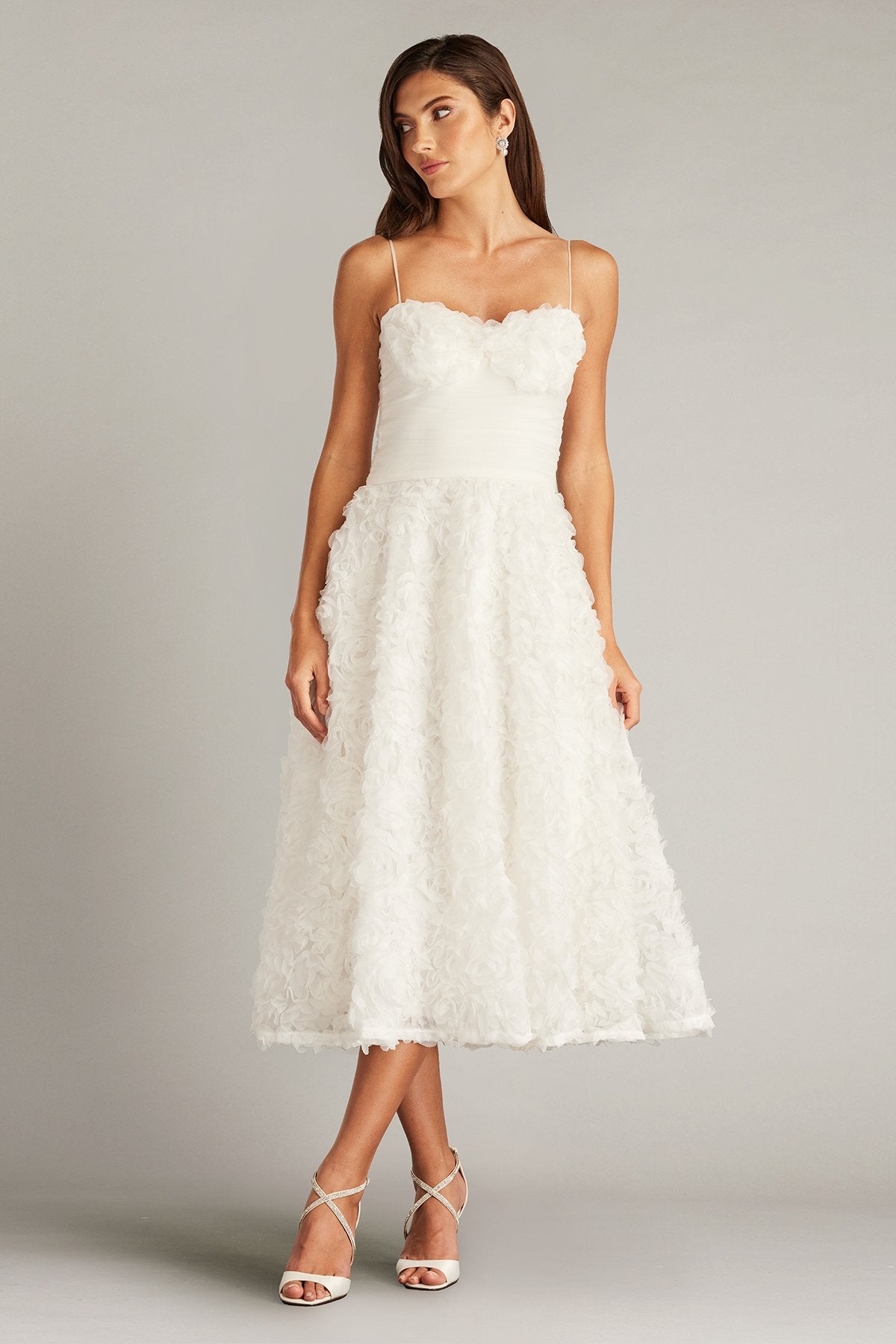 Greer Rosette Appliqué Midi Dress – Tadashi Shoji Official Online