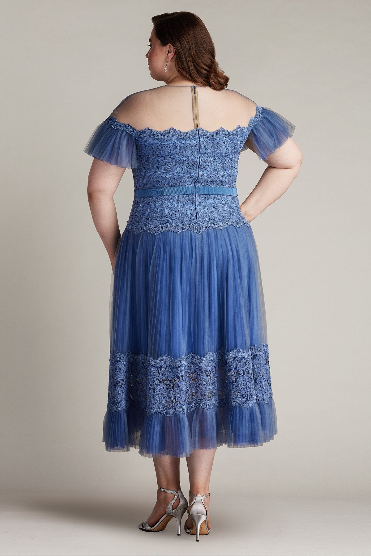 Elise Embroidered Pleated Tulle Midi Dress - PLUS SIZE – Tadashi
