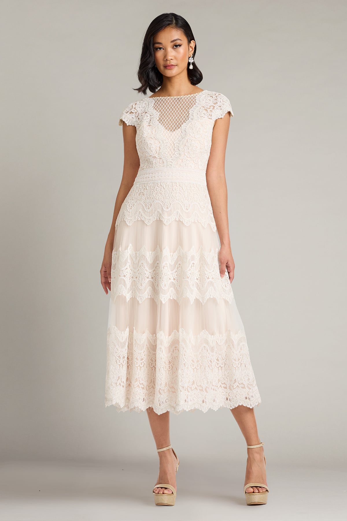 tadashi dresses Macia Lace Midi Dress
