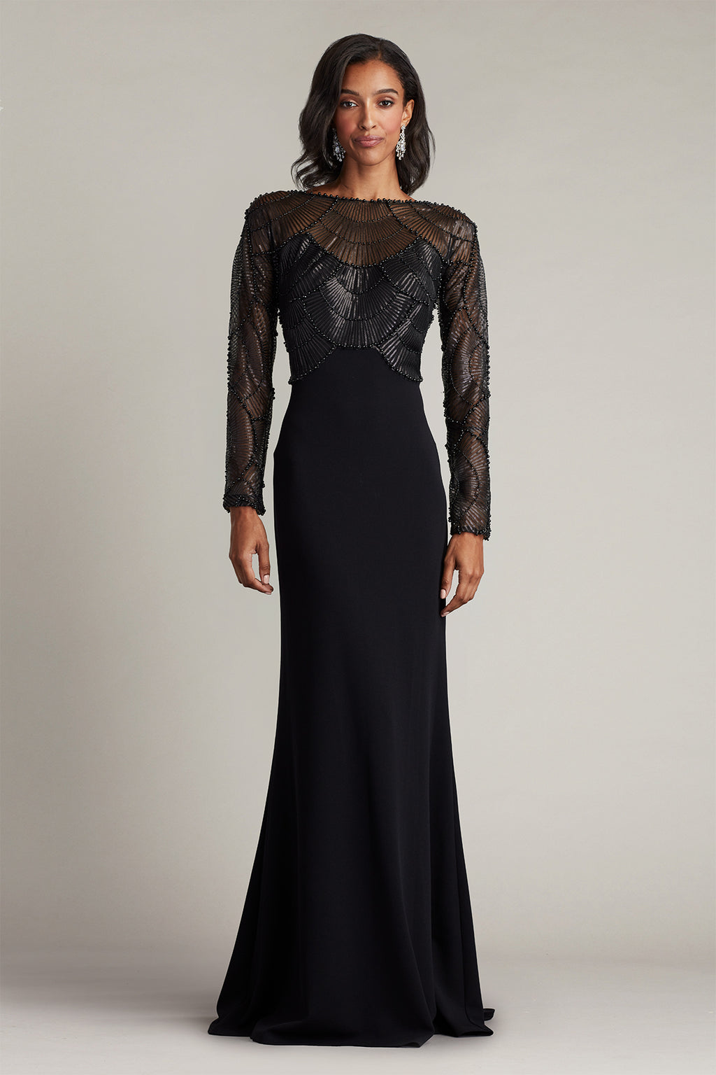 Destiny Long-Sleeve Embellished Gown