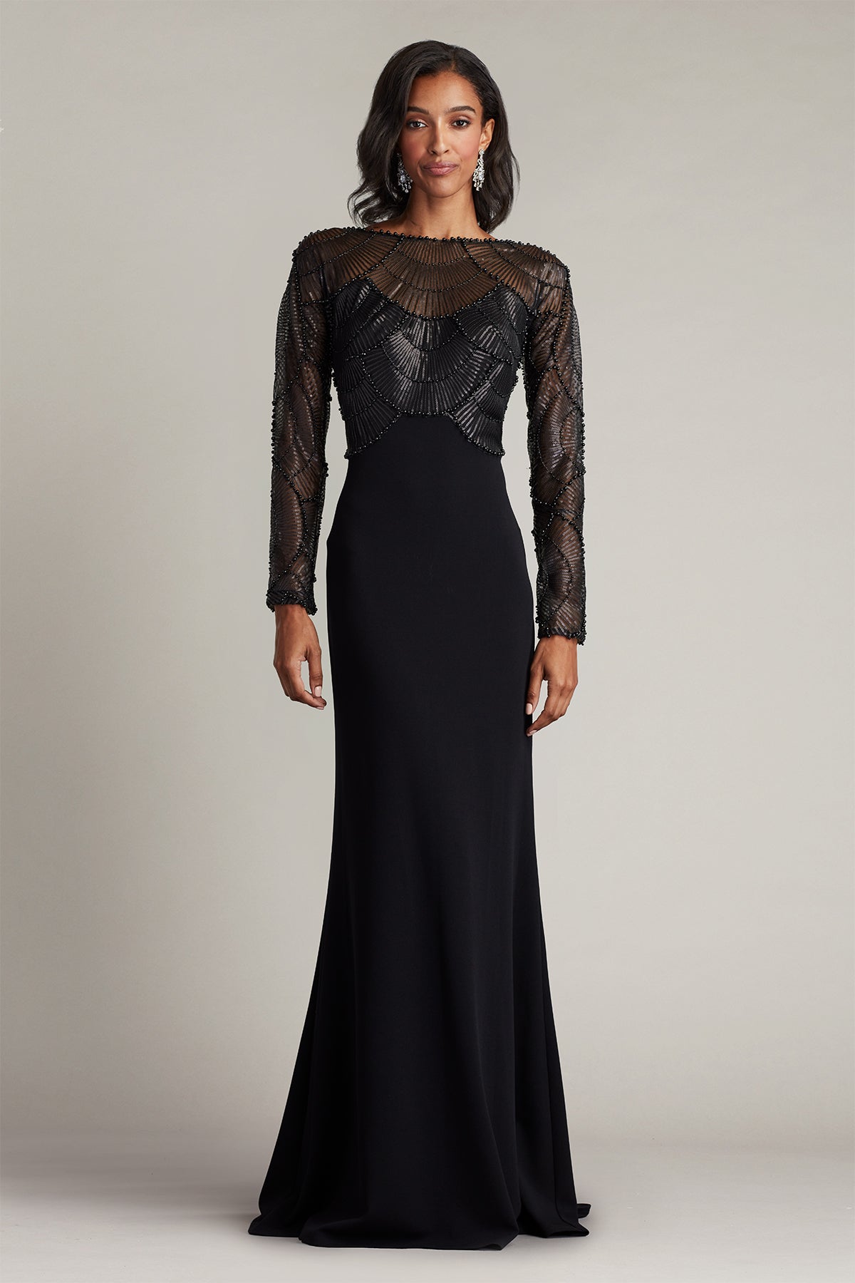 Destiny Long-Sleeve Embellished Gown