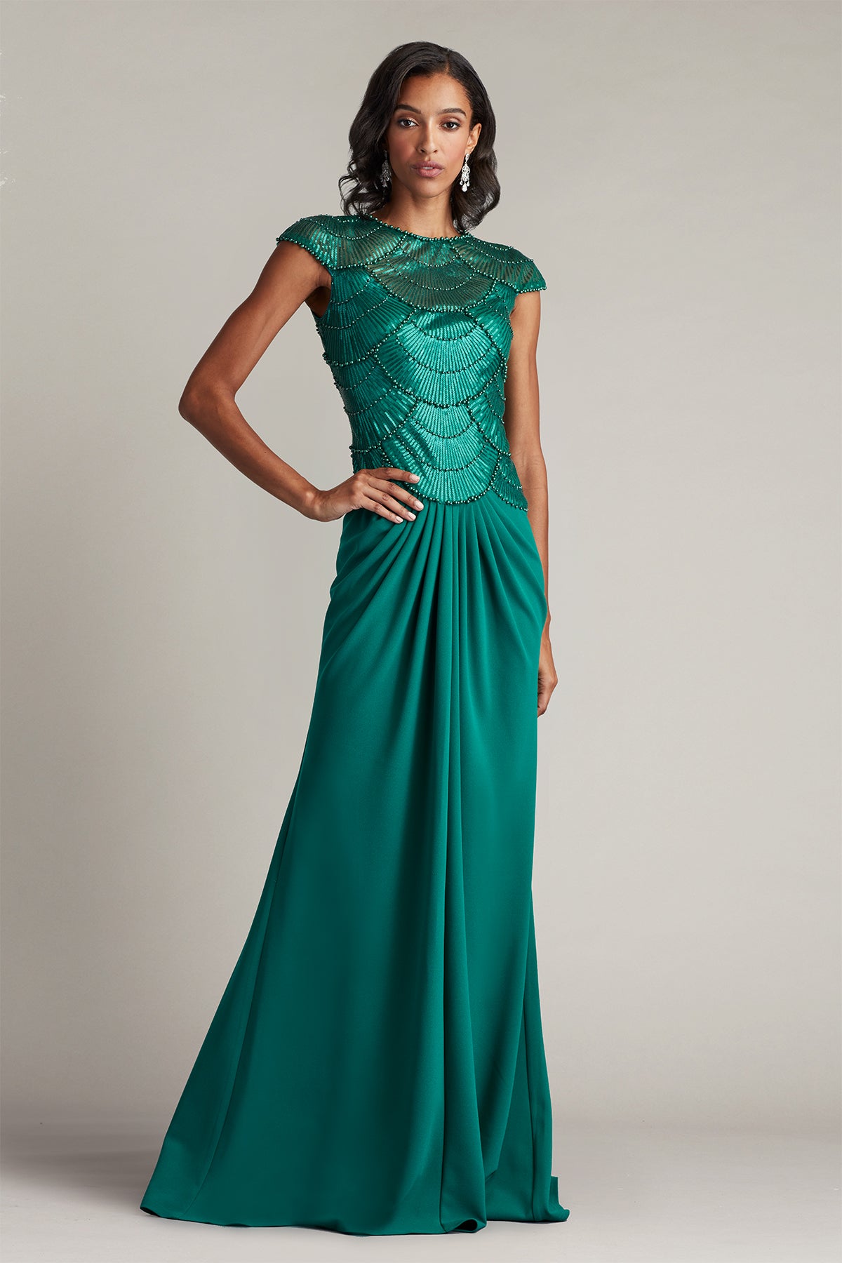Coralia Beaded Crepe Gown