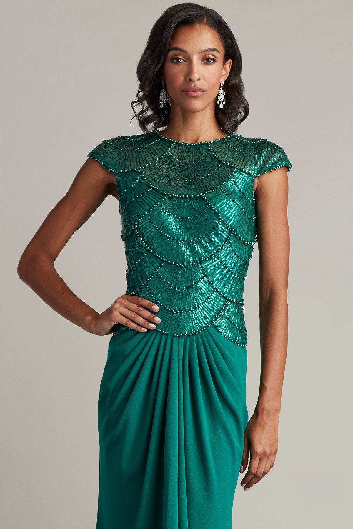 Coralia Beaded Crepe Gown