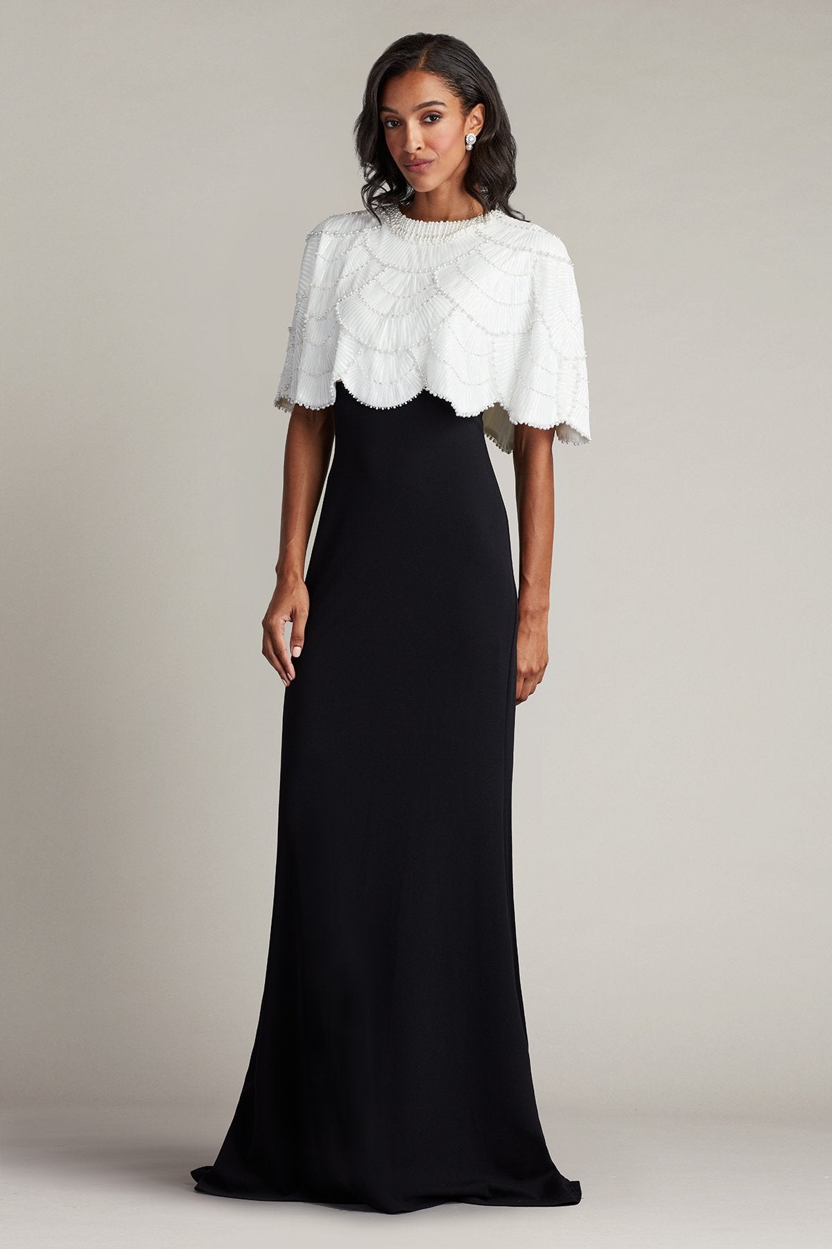 Reba Embellished Cape Overlay Gown – Tadashi Shoji Official Online Boutique