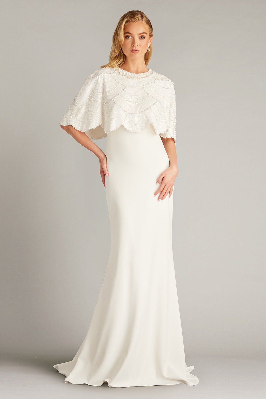 Reba Embellished Cape Overlay Bridal Gown – Tadashi Shoji Official Online Boutique