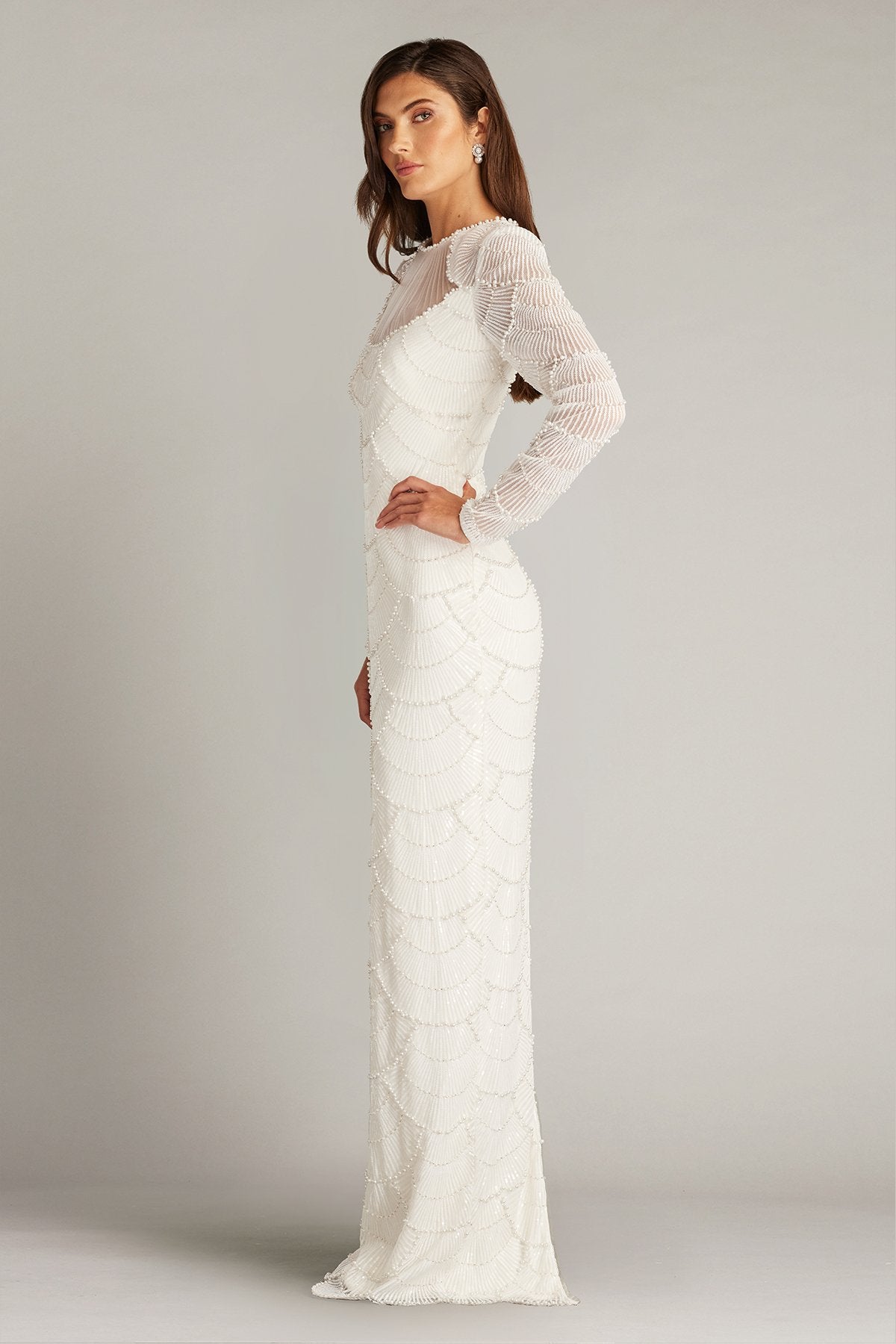 Delmar Shell Embellished Gown