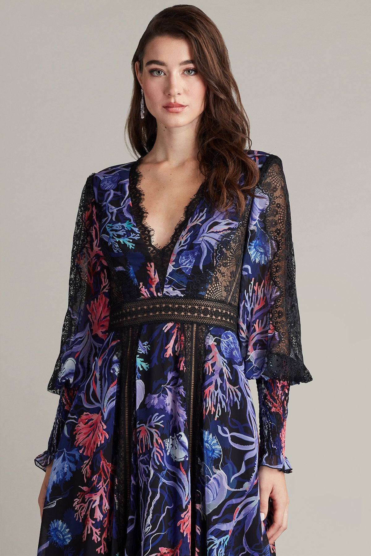 Krishna Oceanic Print Midi Dress