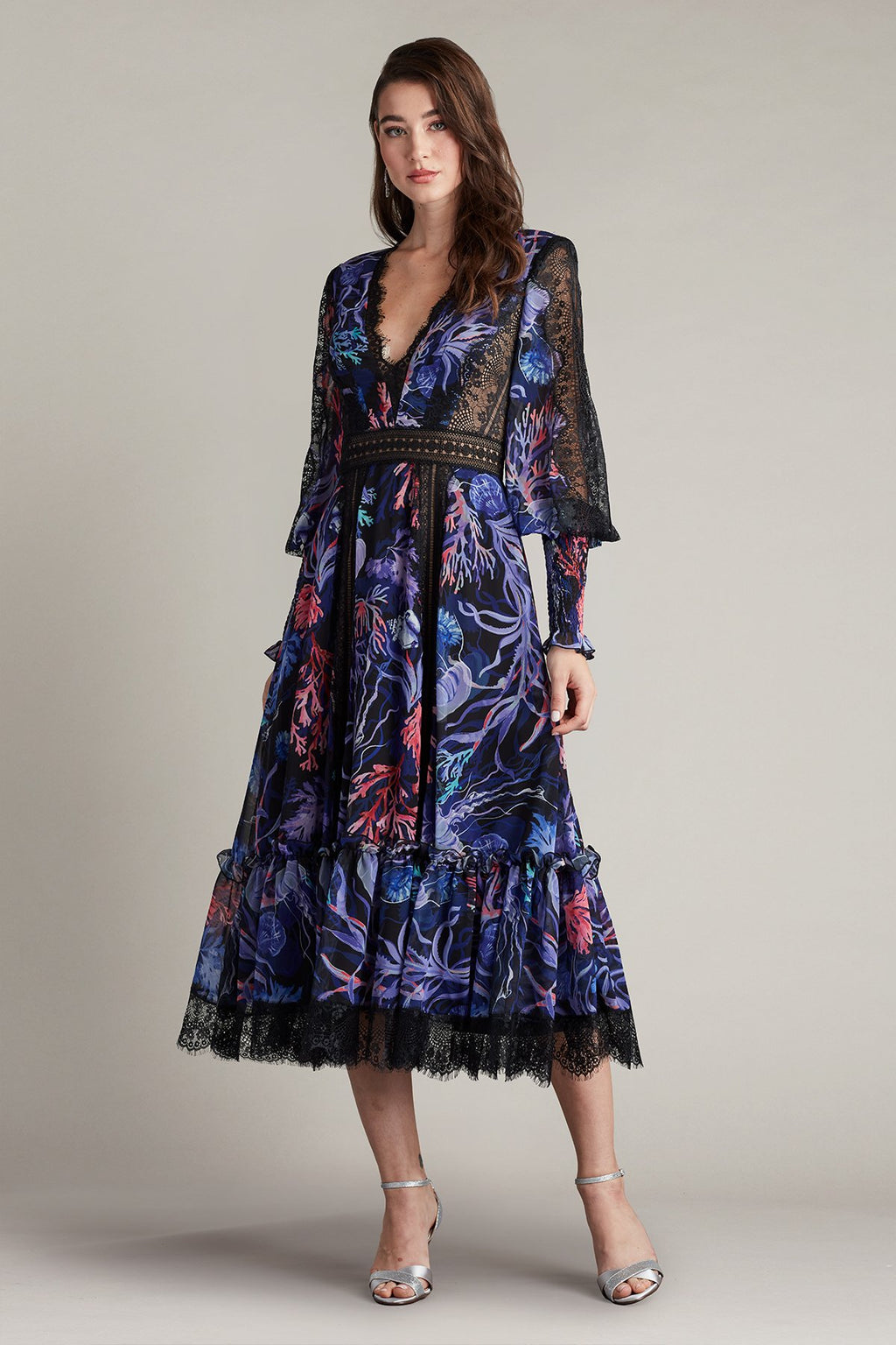 Krishna Oceanic Print Midi Dress