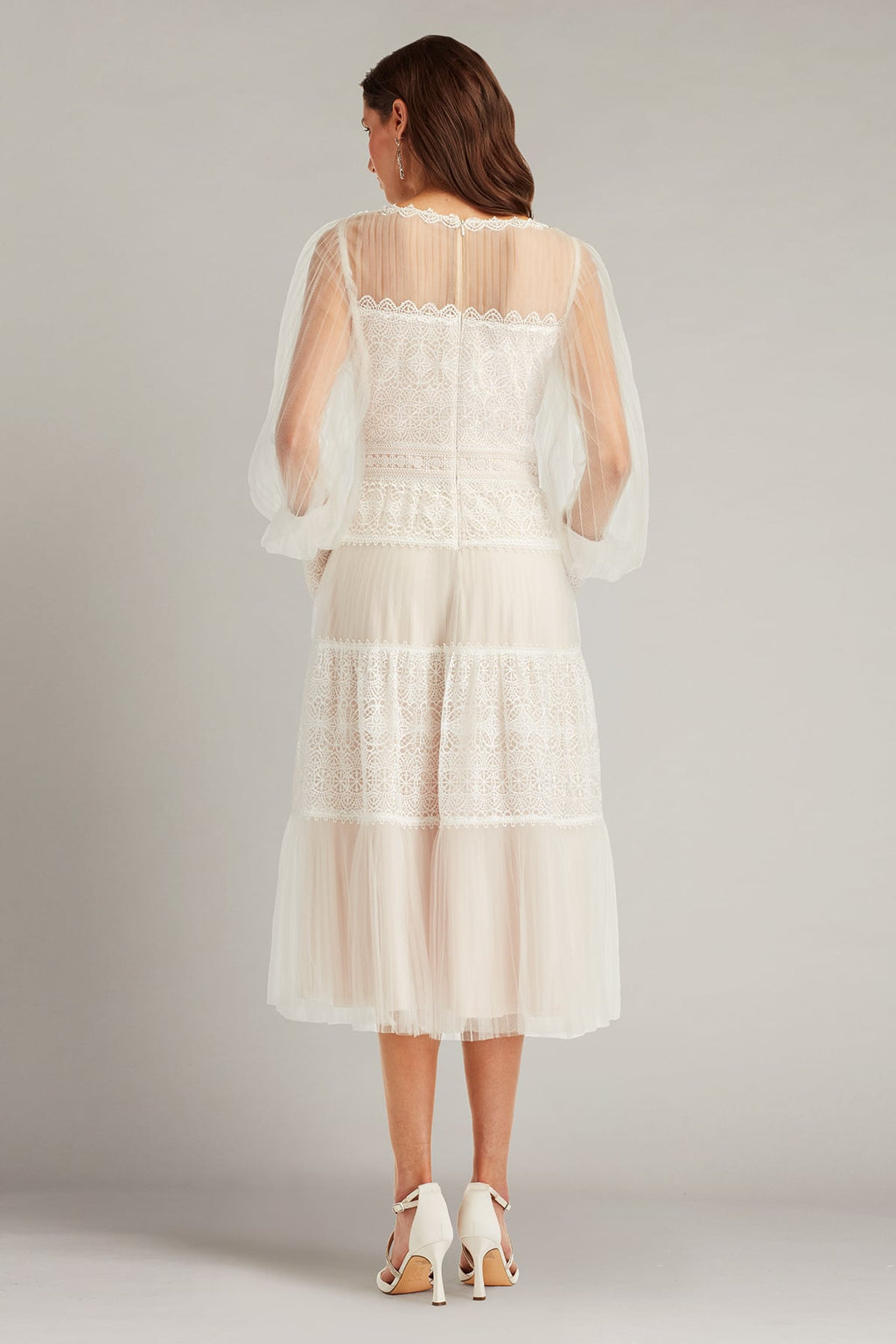 Anaka Pleated Tulle Embroidered Midi Dress
