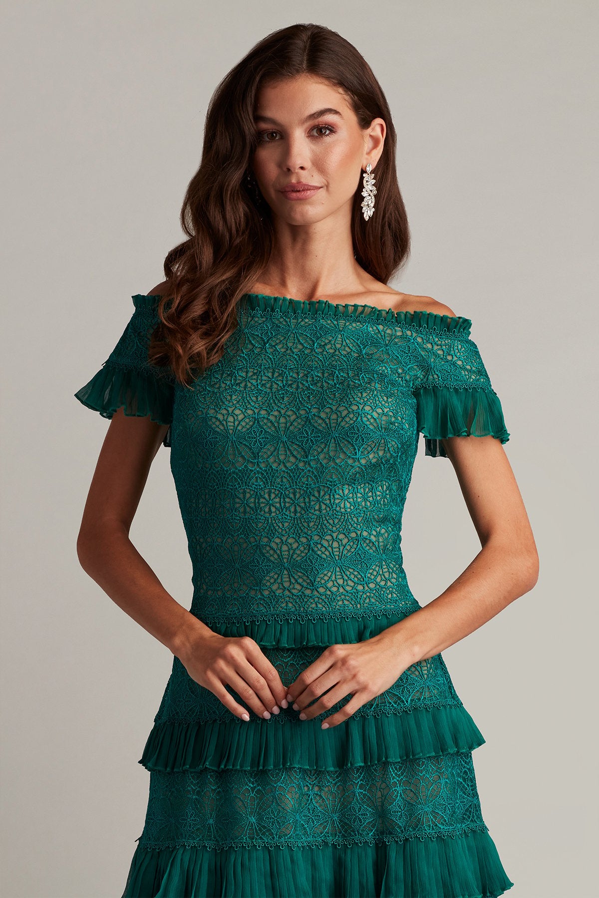 Garina Tiered Embroidered Tulle Midi Dress