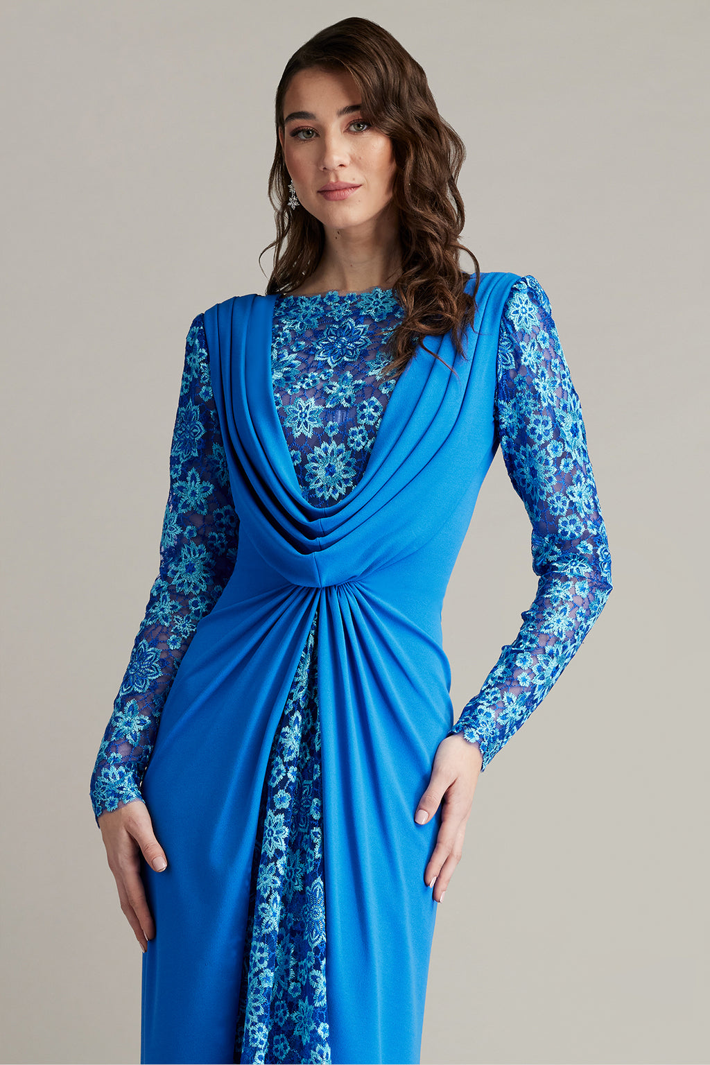 Sedona Crepe Overlay Embroidered Gown