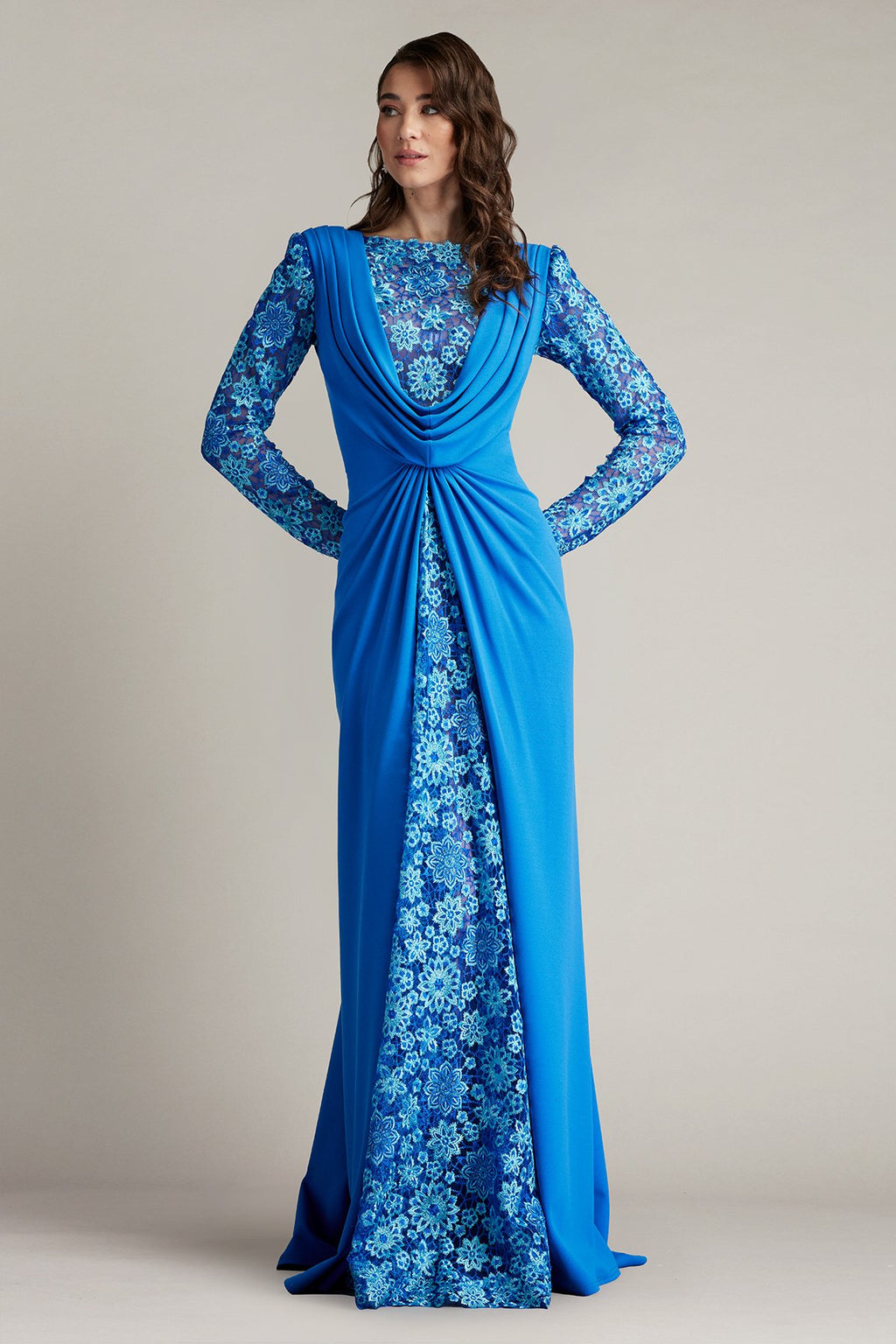Sedona Crepe Overlay Embroidered Gown
