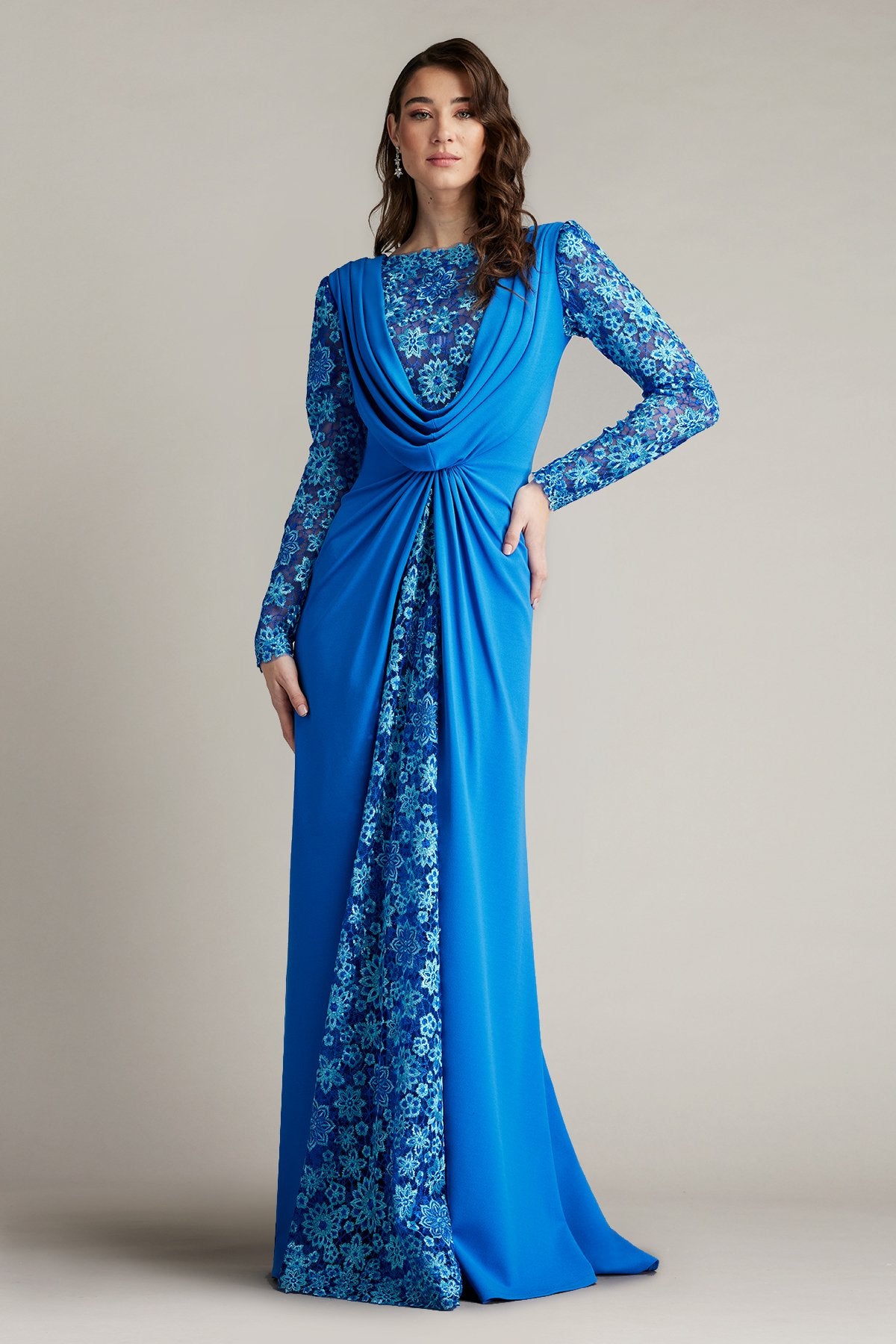 Sedona Crepe Overlay Embroidered Gown