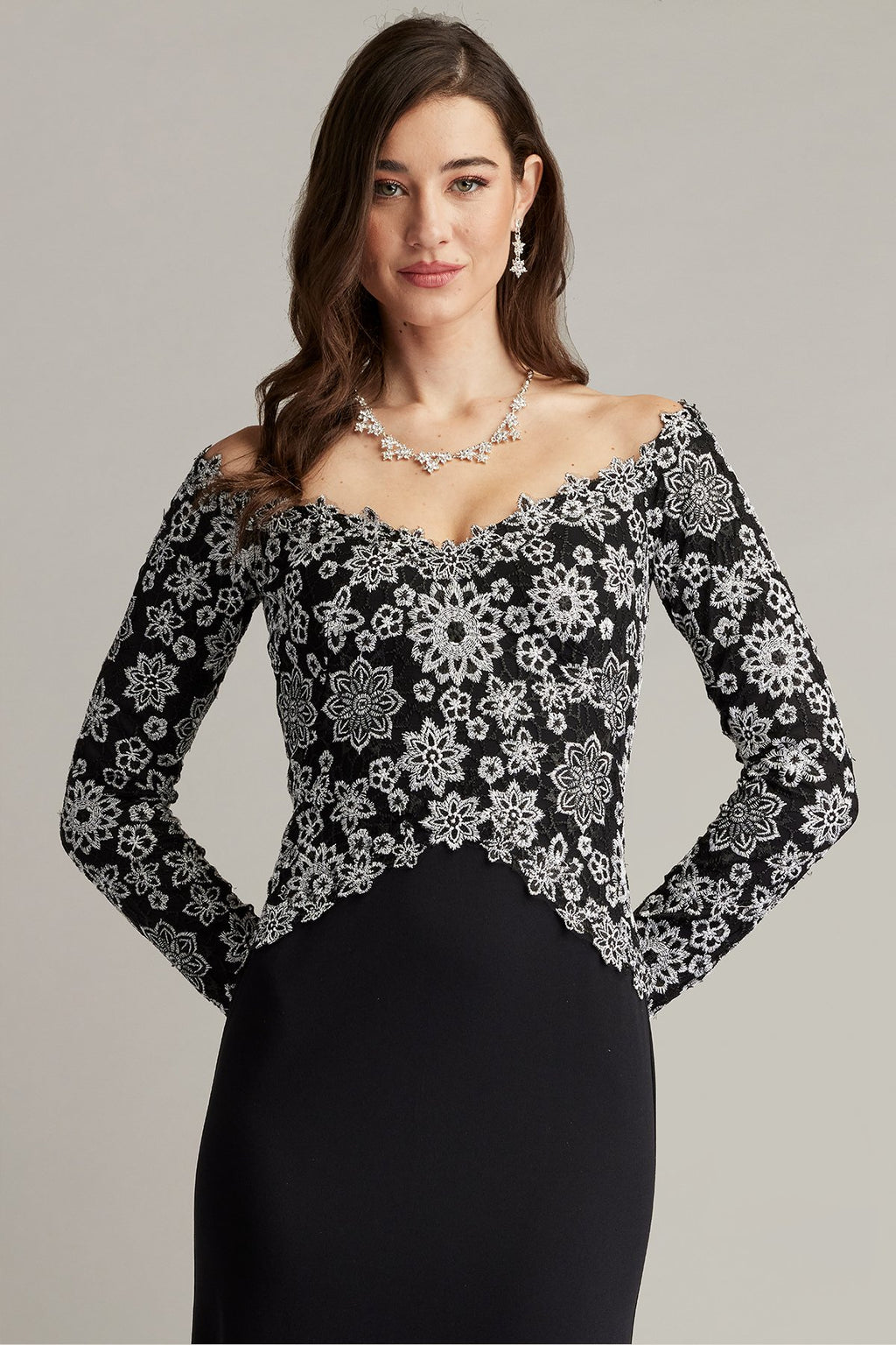 Mayur Off Shoulder Embroidered Bodice Gown – Tadashi Shoji Official Online  Boutique