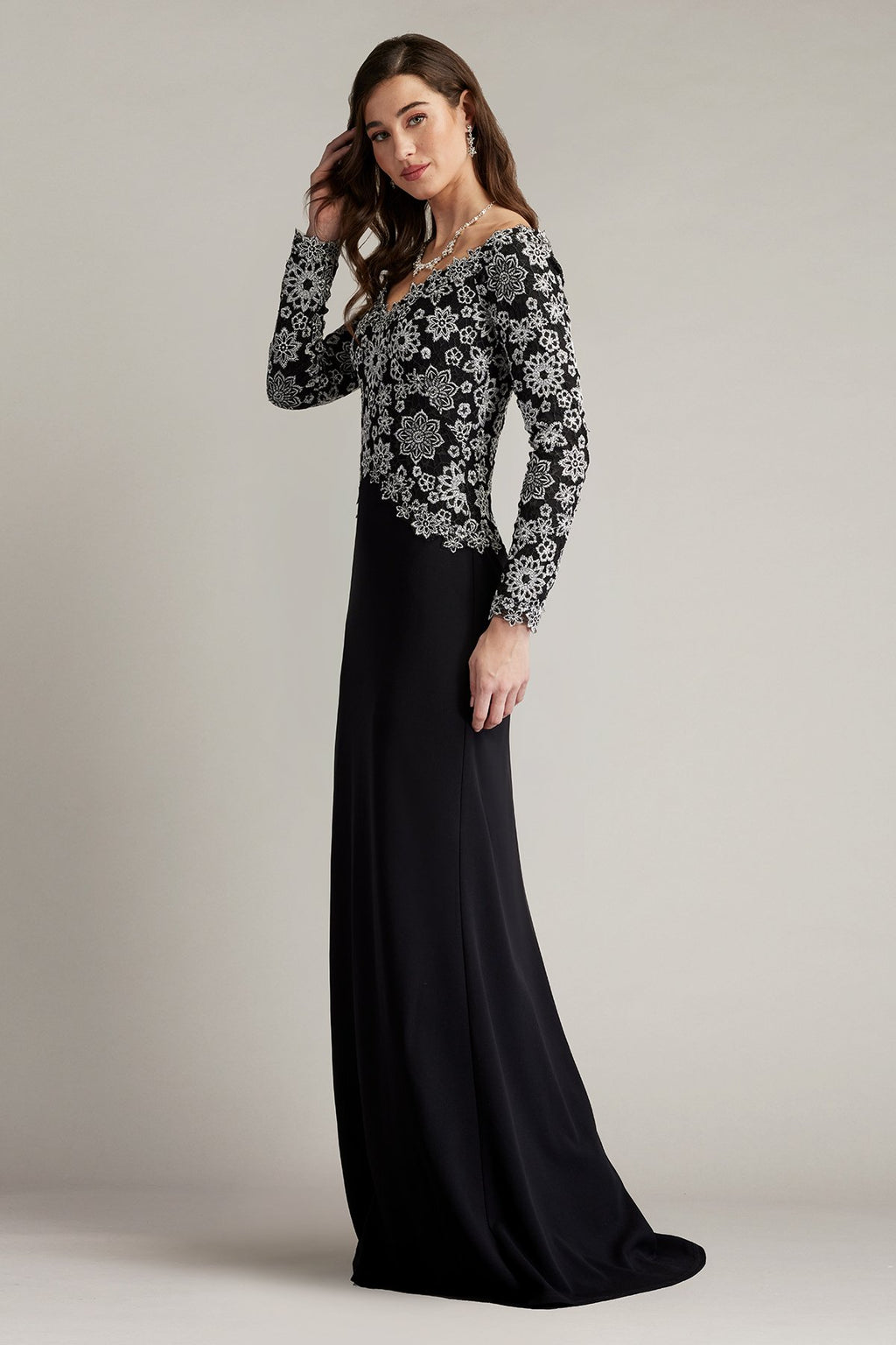 Mayur Off Shoulder Embroidered Bodice Gown Tadashi Shoji Official Online Boutique Mayur Off Shoulder Embroidered Bodice Gown Tadashi Shoji Official Online Boutique