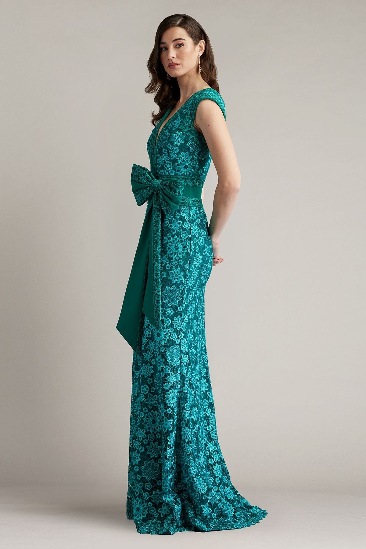 Esha Embroidered Waist Bow Gown