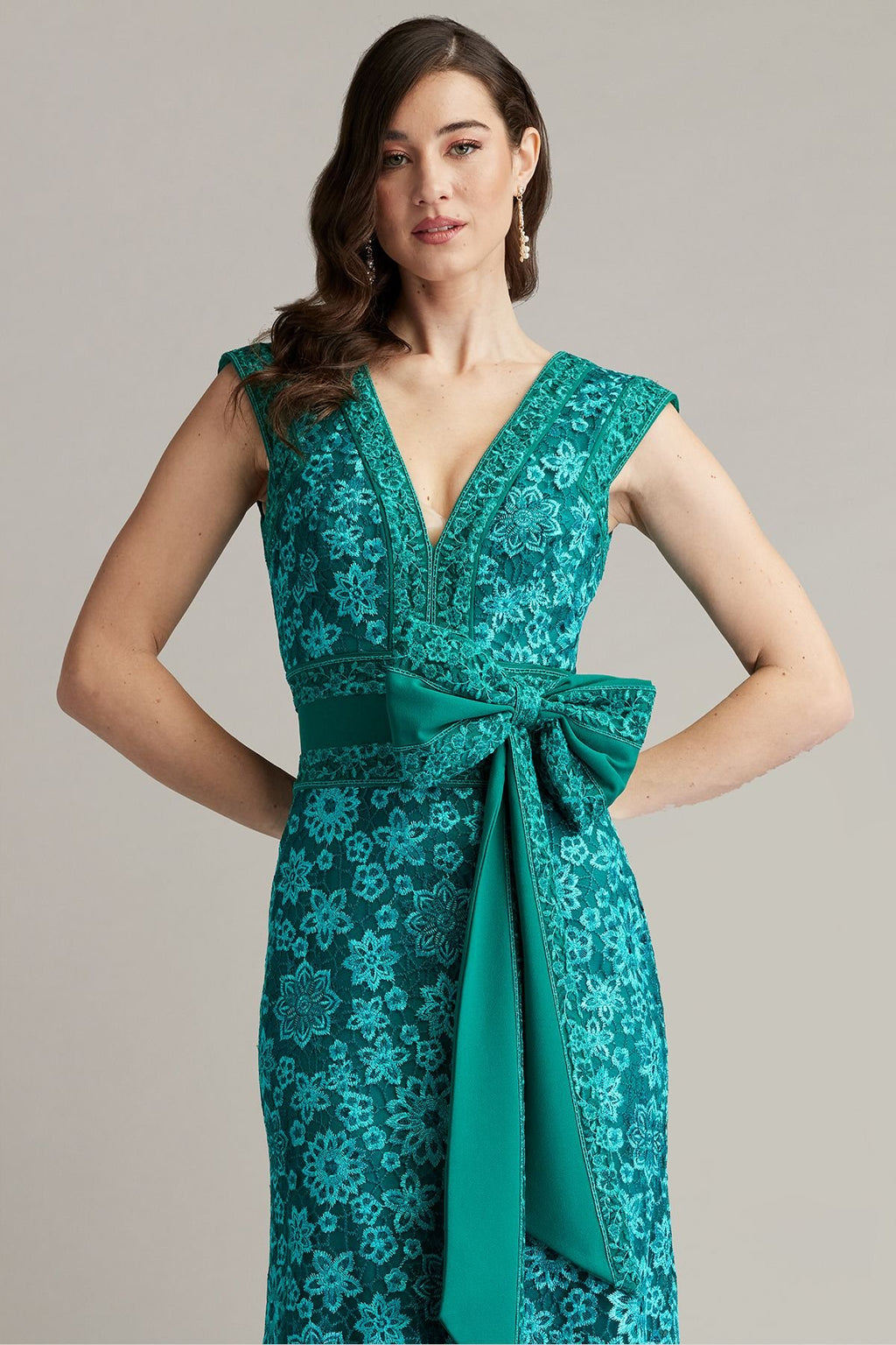 Esha Embroidered Waist Bow Gown