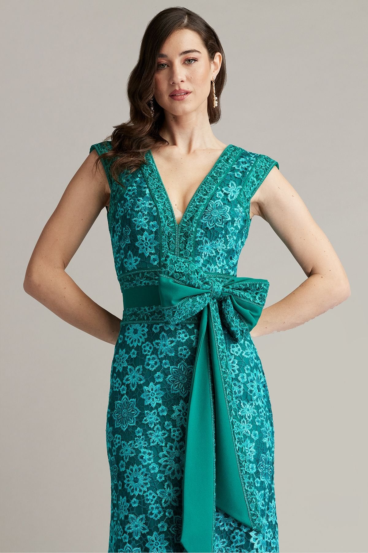 Esha Embroidered Waist Bow Gown
