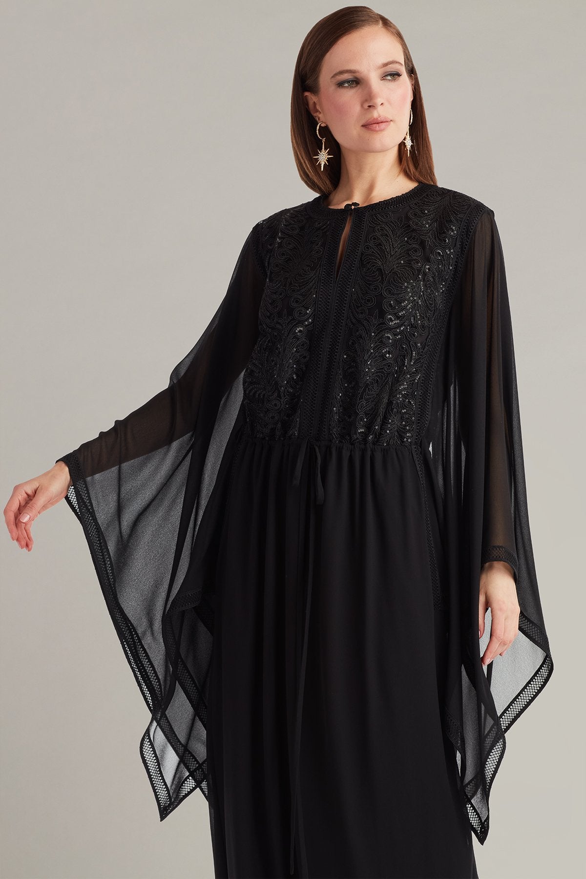 Roena Sequin Embroidered Caftan Gown