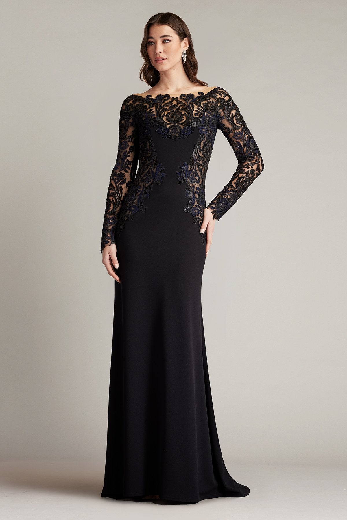 Damita Sequin Embroidered Illusion Gown