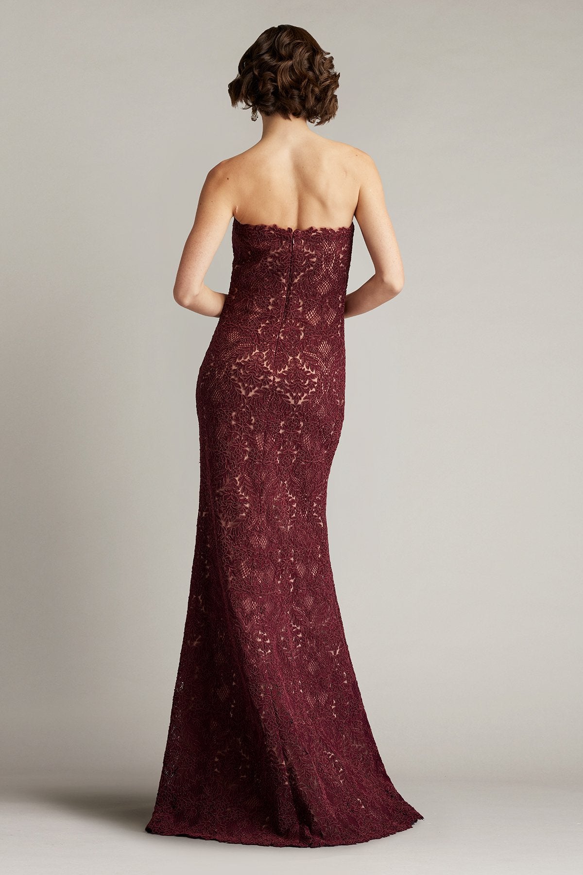 Kohli Strapless Lattice Embroidered Gown