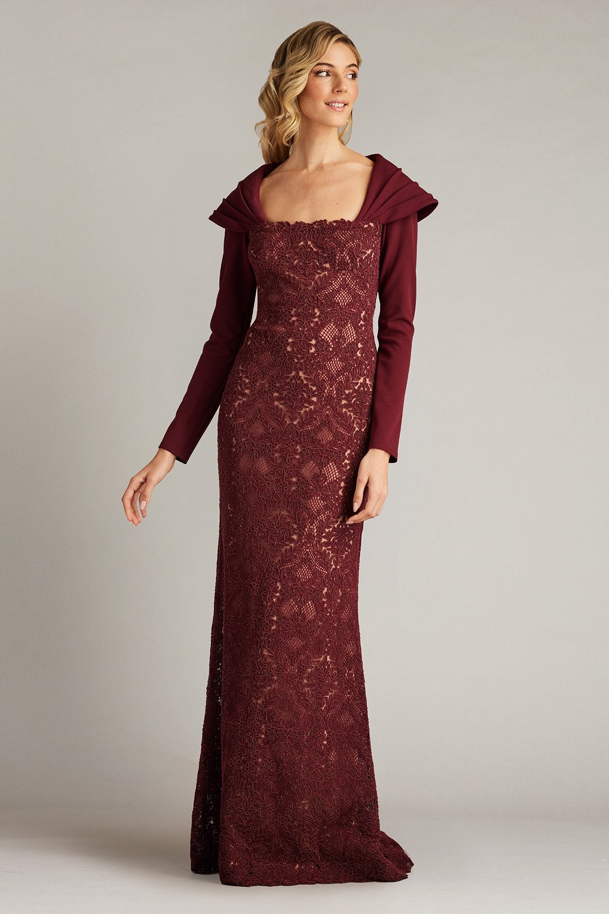 Ambar Embroidered Portrait Collar Gown