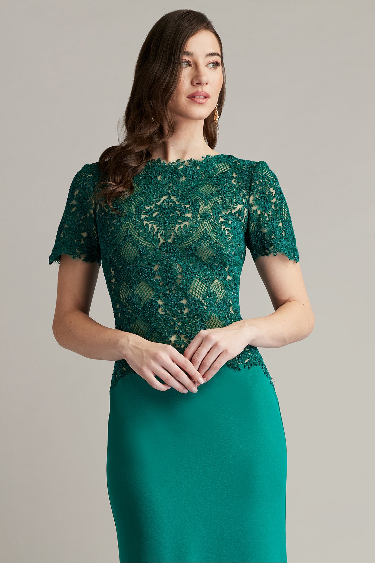 Mitra Lattice Embroidered Bodice Gown