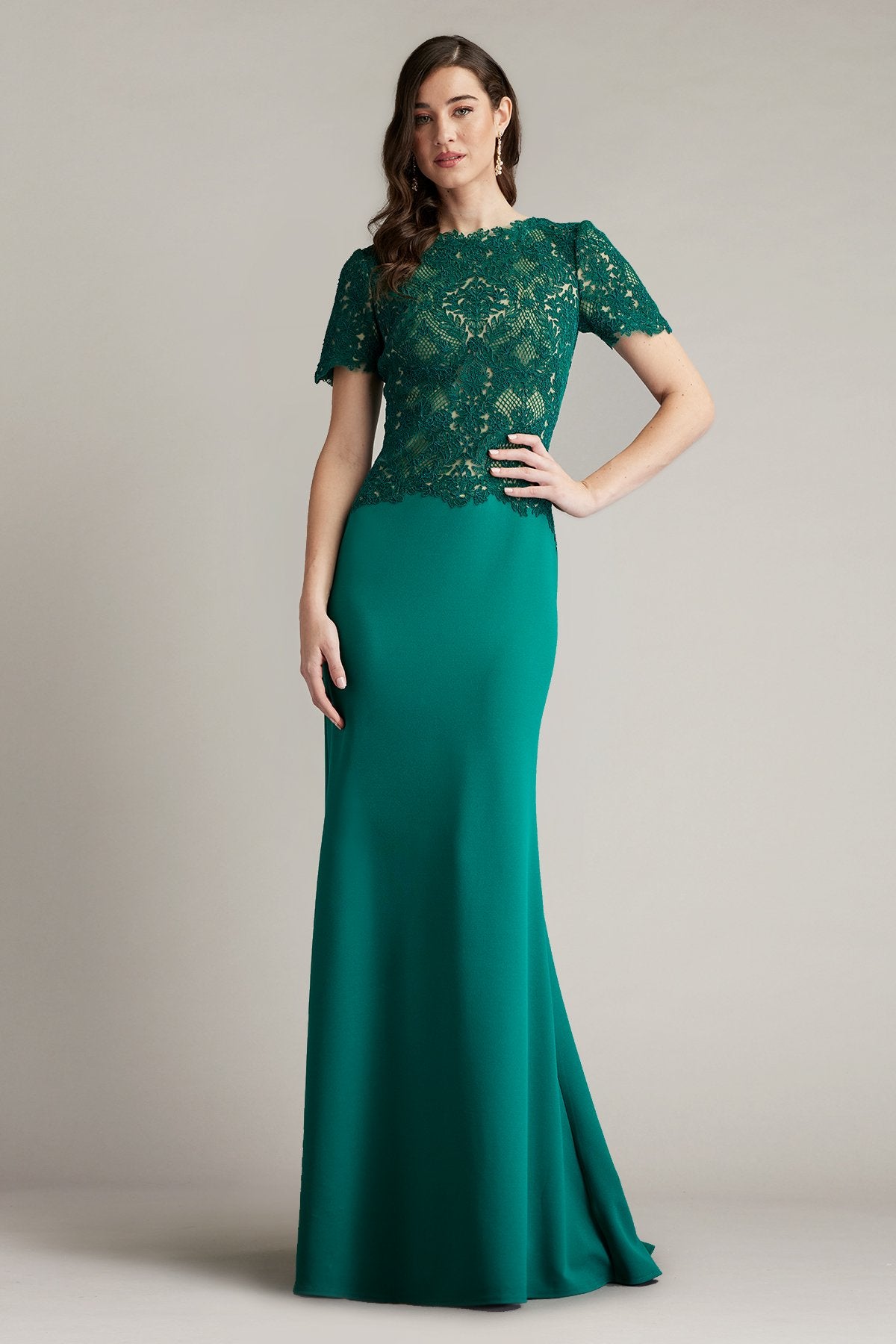 Mitra Lattice Embroidered Bodice Gown