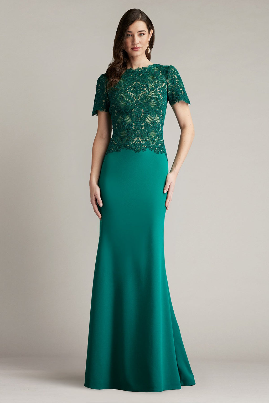 Mitra Lattice Embroidered Bodice Gown