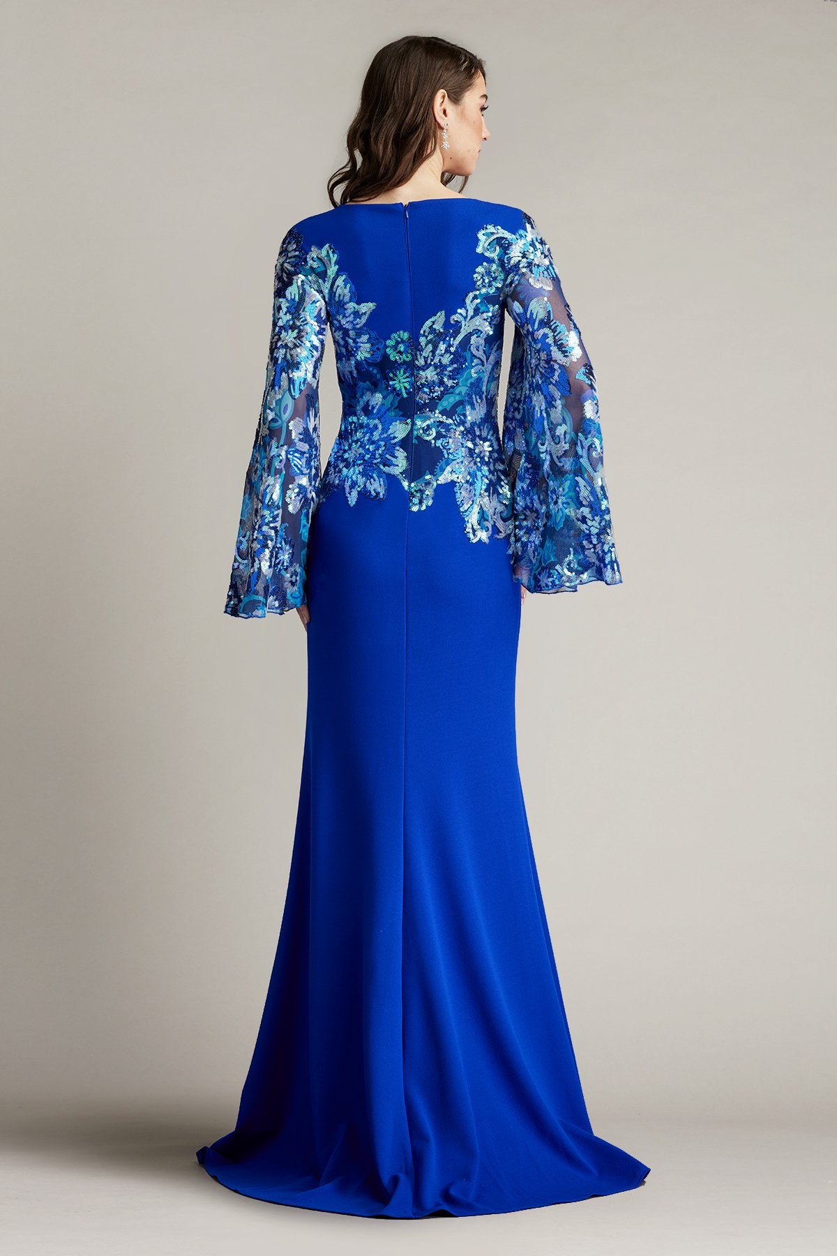 Lione Sequin Embellished Bell Sleeve Gown