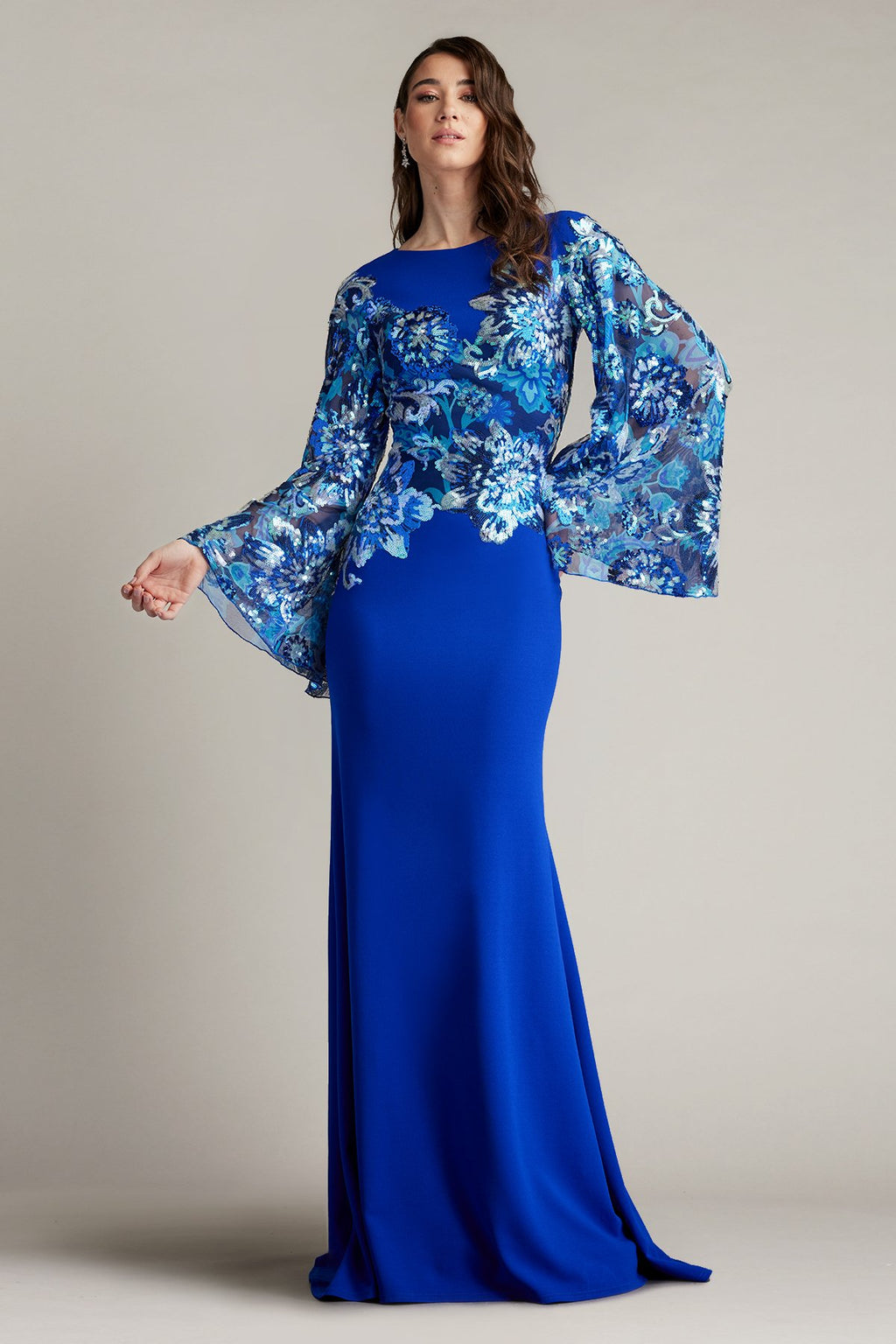 Lione Sequin Embellished Bell Sleeve Gown
