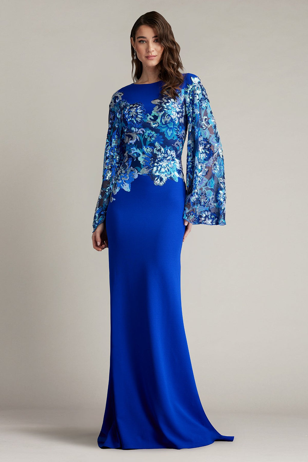 Lione Sequin Embellished Bell Sleeve Gown