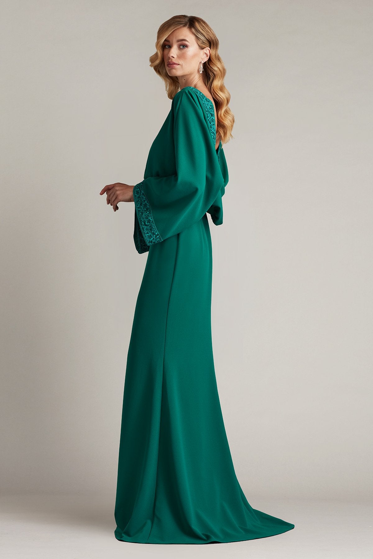 sachin and babi light blue dress BHLDN Long-Sleeve Cowl-Back Drop-Waist Side-Slit Maxi Dress main image 1