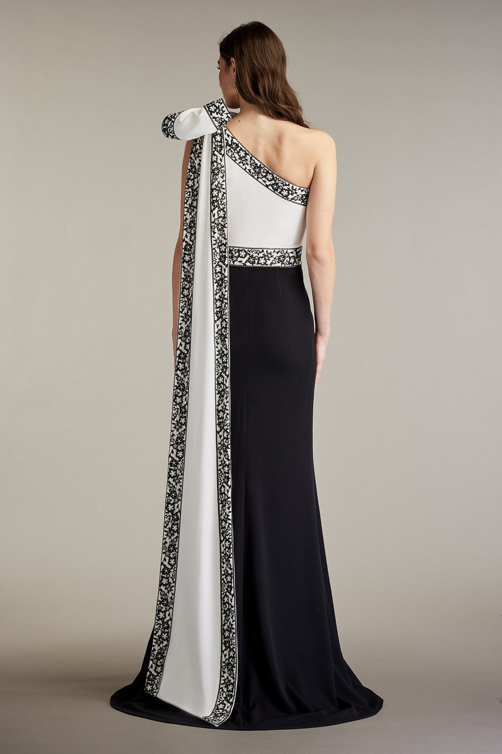Domini Two-Tone Bow Shoulder Gown