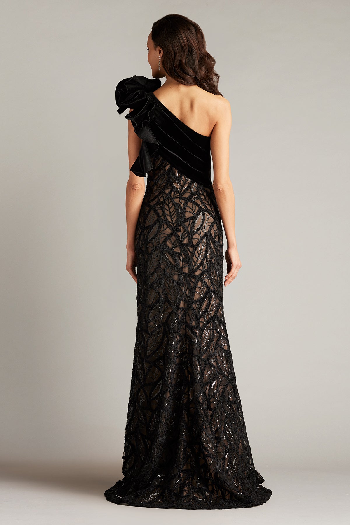 Caraway One Shoulder Leaf Motif Gown