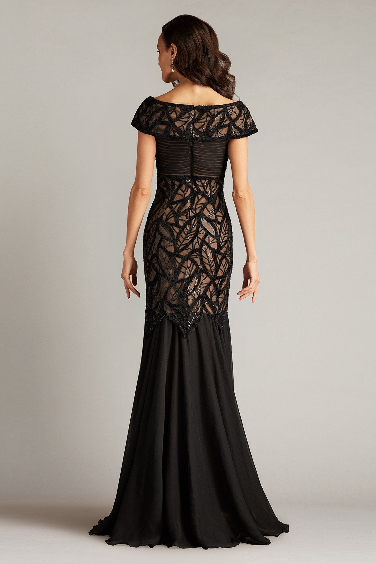 Opalie Off Shoulder Leaf Motif Gown