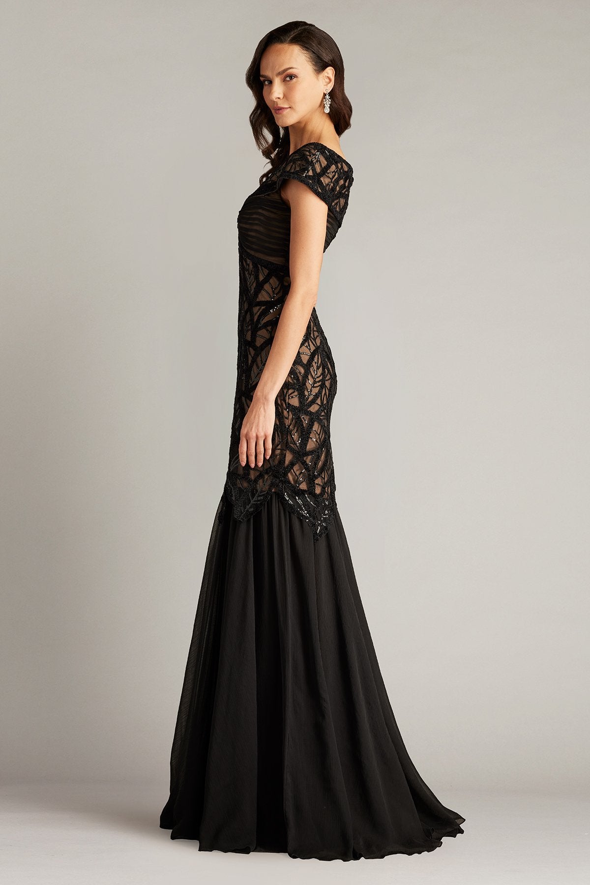 Opalie Off Shoulder Leaf Motif Gown