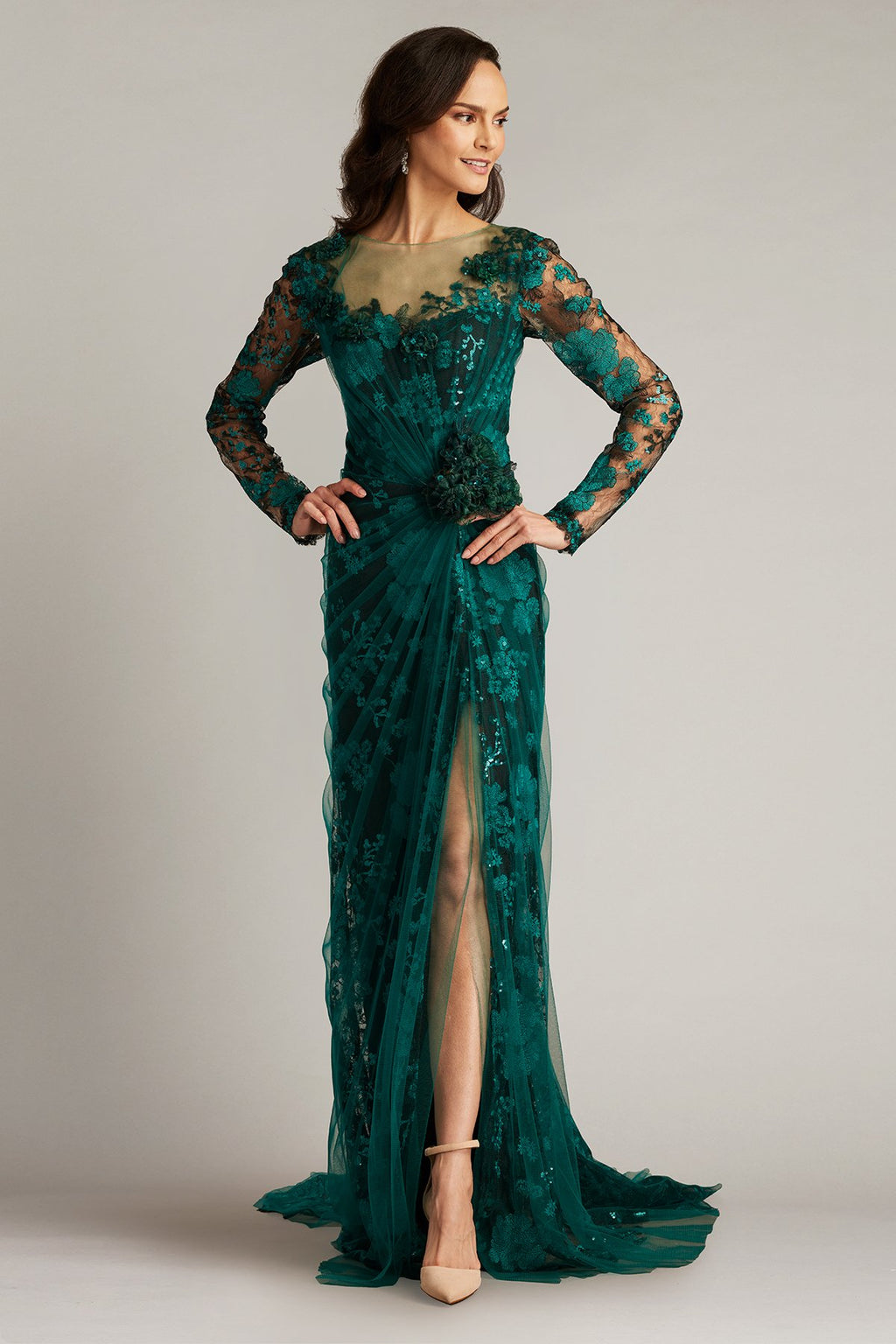 Silvia Embroidered Illusion Gown