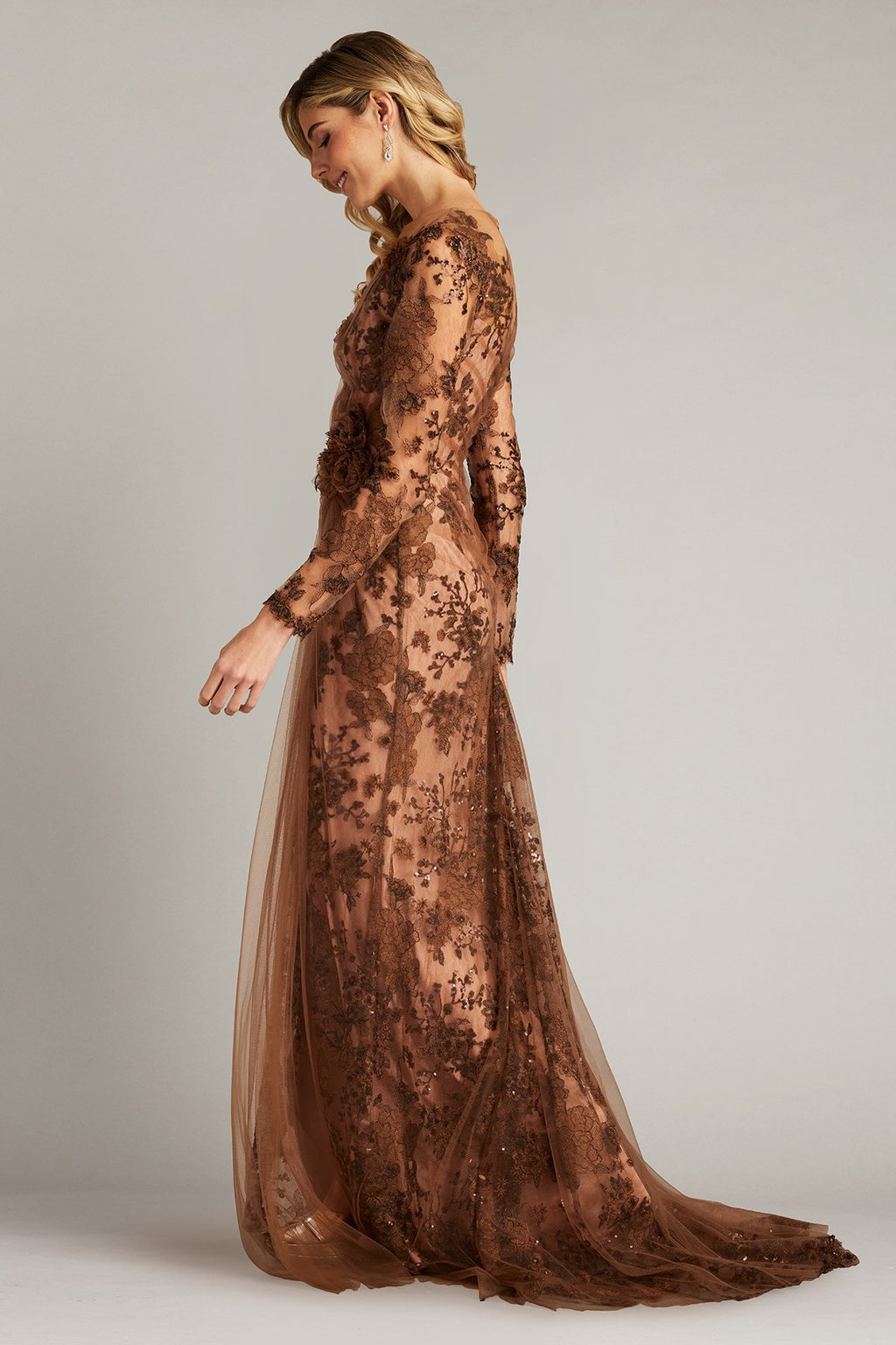 Silvia Embroidered Illusion Gown – Tadashi Shoji Official Online Boutique