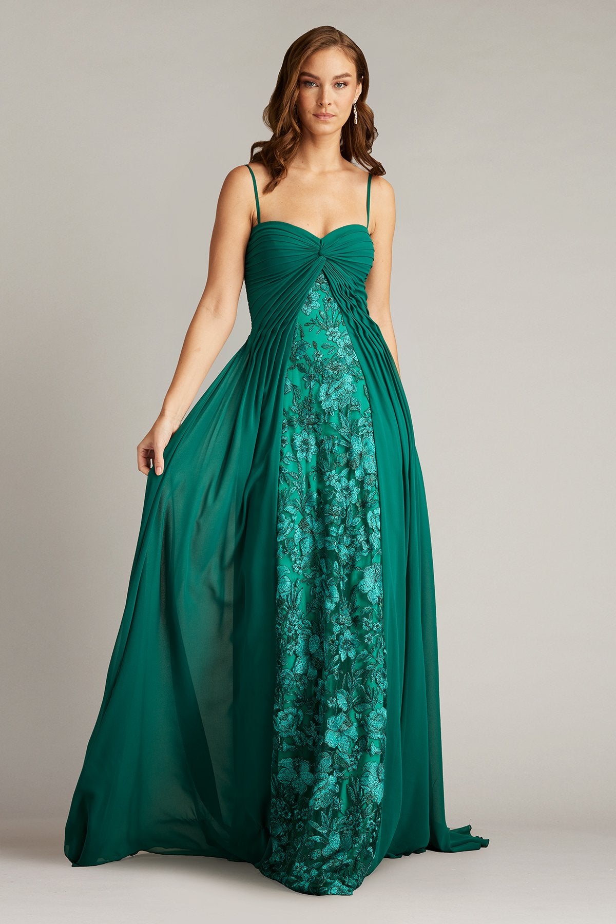 Monte Chiffon Overlay Embroidered Gown – Tadashi Shoji Official Online Boutique