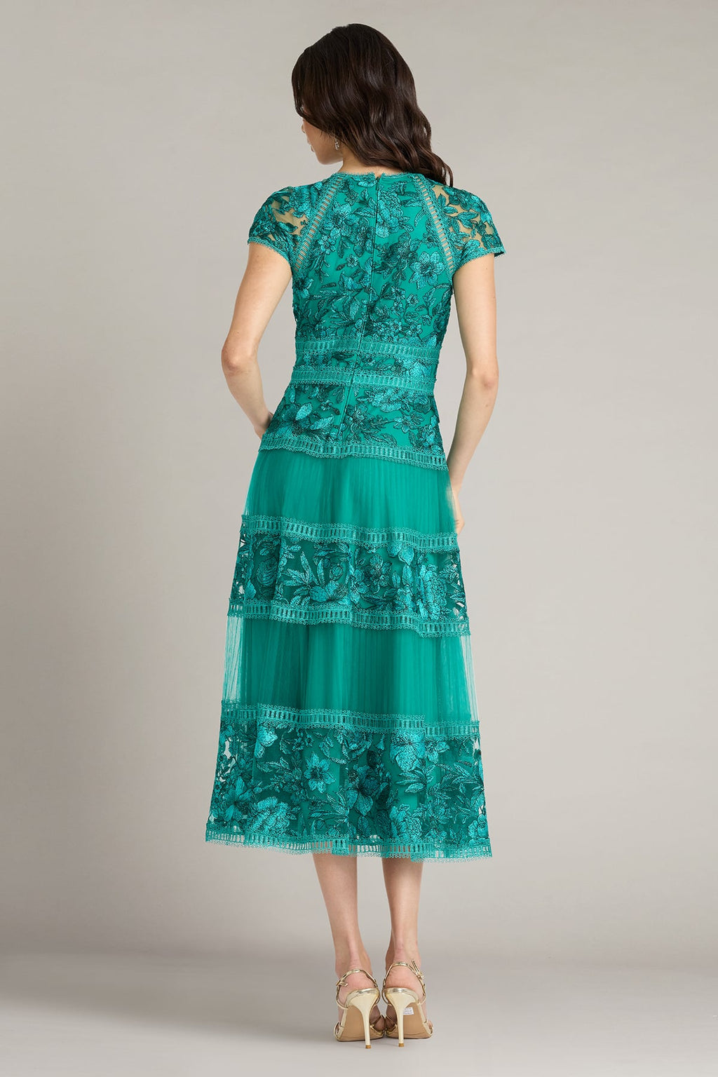 Mollie Floral Embroidered Tulle Midi Dress